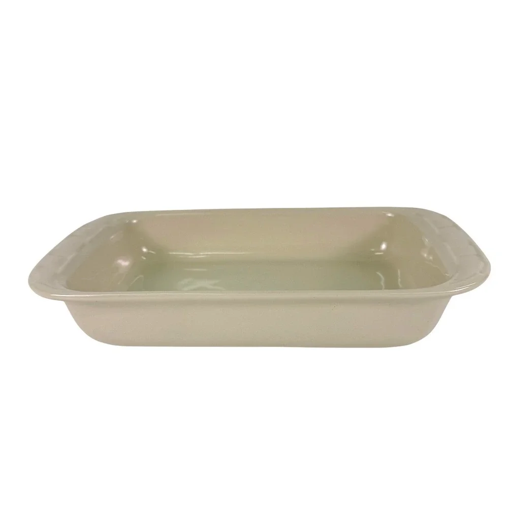 Vintage Longaberger Pottery Woven Traditions Ivory Casserole Baking Dish 11x7